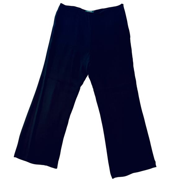 Lauren Ralph Lauren 100% Silk Wide Leg Dress Pants Women’s 12 Black Quiet Luxury - Picture 2 of 10